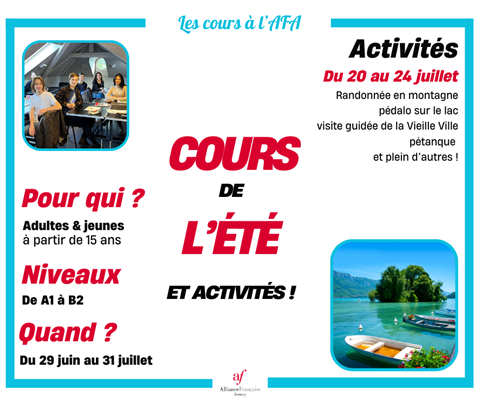 Cours été et package activités 2026